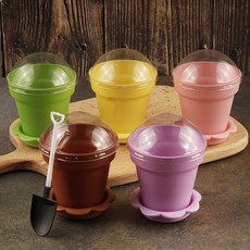 디저트 무스컵 케이크 푸딩 젤리 베이킹용 투명 일회용 플라스틱 컵 미니 H_컵과 뚜껑 100개 세트, 1개