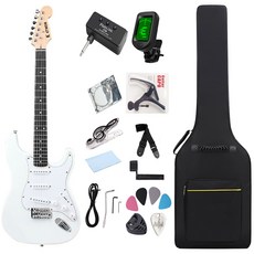 케이투엠 입문용 일렉 기타 + 미니 헤드폰 앰프 풀세트, 1개, 화이트, 6EGT002
