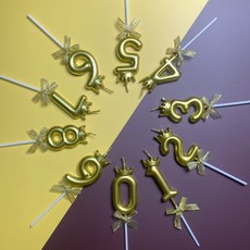 생일 숫자초 파티 기념일 케이크초 귀여운 특이한 예쁜 용품, 10개, 15g, 금빛왕관