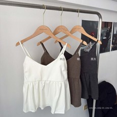 Little SiS. 細肩傘襬背心 三色百搭 修飾身形 疊穿單品, 米白-現貨