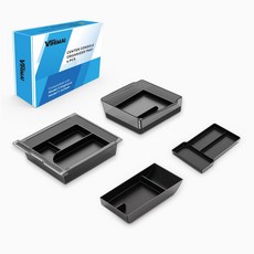 Vihimai 테슬라 모델Y 주니퍼 모델3 하이랜드 전용 팔걸이 상자 및 센터 콘솔 보관 상자 팔걸이 상자 및 센터 콘솔 보관 트레이.4인1 세트, Model Y Juniper스모키 투명 색상