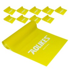 AOLIKES 라텍스 밴드 손잡이 요가 필라테스 스트레칭 탄력밴드 다양한 옵션, 옐로우, 10개