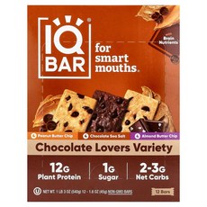 아이큐바 식물성 단백질바 초콜릿러버스버라이어티 12개입 45g IQB-55410, IQBAR, 플랜트 프로틴 바, 초콜릿 러버 버라이어티