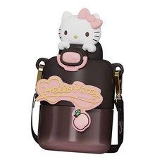 Hello Kitty 兒童保溫瓶 附背帶, 粉紅色, 1個, 430ml