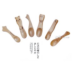 日皇 環保卡通動物木質湯匙 甜品勺 咖啡勺, 1個, 河馬