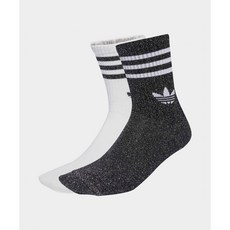 [백화점정품] 아디다스 3-스트라이프 글리터 크루 삭스 2켤레 화이트 블랙