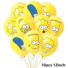 생일 파티 학예회 이벤트 할로윈 용품 심슨 풍선 재미있는 노란색 가족 홈 라텍스 호일 에어 축하 배너 케이크 토퍼 장식 어린이 장난감, 기타, 10pcs Latex Balloons
