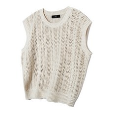 TRILLION 와플 펀칭 니트 베스트 라이트 베이지