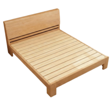 천연 호두나무 평상형 침대 프레임 단품 슈퍼 싱글 침대 더블 침대, 원목색