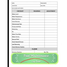 수영장 유지보수 기록부 점검 체크리스트 / 검사 양식 안전 유지하기 120페이지