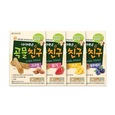 [아이배냇] 베베 곡물친구 아기과자 4종 4박스, 고구마+딸기+치즈+블루베리, 160g, 1세트