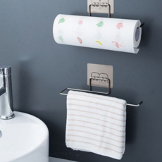 키친타올걸이 접착식 벽걸이 행주걸이 홀더 스텐 주방 화장실 욕실 선반 하단 수건