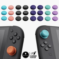 스컬앤코 닌텐도 스위치2 조이콘 스틱커버 썸그립 6P 세트 프로콘2 호환, 1세트, 네온블루+레드, 스틱커버 6P