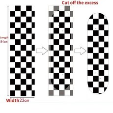더블 로커 스케이트보드 테이프 접착 스쿠터 사포 인쇄 미끄럼 방지 데크 스티커, 14. Plaid, 1개