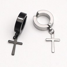 P1206w 써지컬 십자가 드롭 링 귀찌 남자 여자 피어싱