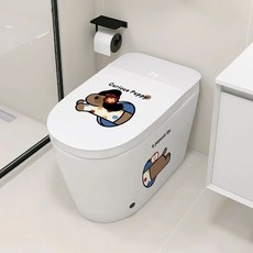 台灣出貨 穿梭小狗可愛馬桶貼 2024新款防水貼紙 牆貼 自粘防水防潮遮醜貼畫 馬桶裝飾貼, 穿梭小狗UV-MTT1035-D-40x,無規格