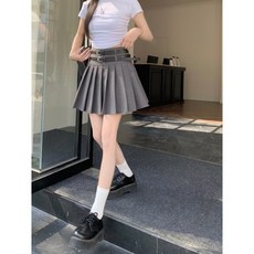 Yellwel 하이웨이스트 슬림핏 하프스커트 여성 여름 학원풍 캐주얼 올인원 DJP