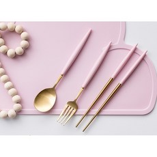 예스리빙 에펠 키즈 수저 포크 3P세트 어린이 숟가락 젓가락 /18type, 골드 네이비, 골드 네이비, 1개