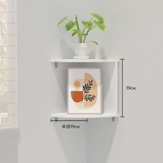 家用牆壁轉角三角壁掛式收納架牆角隔板分層書架廚房置物架, 2層轉角置物架白色