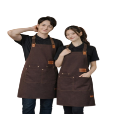 블루샤빈 길이조절 카페 바리스타 방수 앞치마, 1개, 다크 브라운
