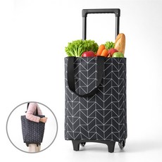 ROYAI ONE 휴대용 방수 장바구니 접이식 장바구니카트, 1개, 블랙