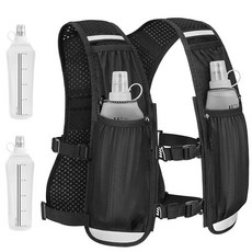 NOOLA 여성용 남성용 러닝 조끼 듀얼 500ML 소프트 플라스크가 있는 경량 하이드레이션 조끼 워터 백팩 하이드레이션 팩 하이킹 레이스 마라톤 사이클링을 위한 조절 가, NOOLA 여성용 남성용 러닝 조끼, 듀얼 500ML, 블랙