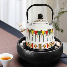 Mexholin가정용 법랑 주전자 에나멜 일본식 빈티지 차주전자 인덕션 난로 북유럽 감성 티포트Mexholin 9번 1.7L 1개, 7번 × 1.1L × 1개