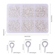 나사형 9자 고리 핀 280pcs, 1개, 6칸 화이트