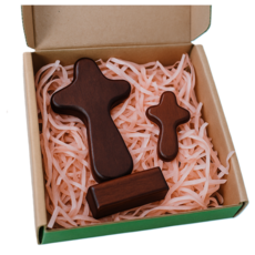 원목 수작업 교회 탁상 예배용 가정용 나무 기도 탁상용 십자가 선물세트, 1개, 짙은 갈색