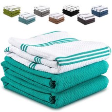 줄레이 키친 Zulay Kitchen 100% 면 접시 타월 - 3팩 38.1 x 63.5cm(15 25인치) 흡수력이 뛰어난 타월 부드럽고 내구성이 티 베이킹 세탁 청, 청록색