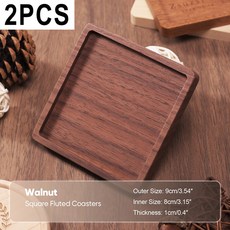 2PCS 나무 매트 내구성 내열성 패드 호두 그릇 커피 주전자 라운드, No Engr ing Blank, Style 1 Walnut