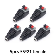 5PCS DC 5521 무용접 커넥터 5V 12V 와이어 남성 여성 포트 스터드 프레스 LED 스트립 드라이버 컨트롤러 C, 03 5.5X2.1 female