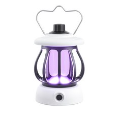 JIADI 靜音滅蚊露營照明燈 三合一多功能誘蚊燈, 白色充電款 1張粘蚊紙