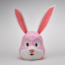 종이 동물가면 핑크 토끼탈, 핑크토끼, 1개