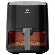 OYEAH 저소음 에어프라이어 5.0L 시각화 대용량, 블랙, 블랙