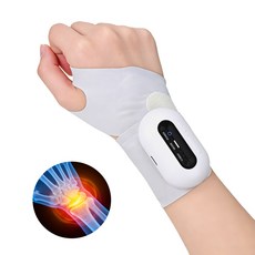 PERFFIER 레드라이트 온열 찜질 저주파 손목 마사지기 EMS 무선 손목보호대 아대 양손용 안마기, 화이트, Y223