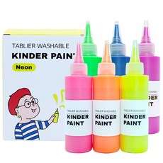 TABLIER 幼兒螢光款尖頭帽顏料組 120ml, 熒光6色