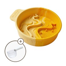 더룸 슬로우식기 강아지 고양이 급체방지 밥그릇, 1개, 레몬 크림