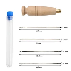 가죽 재봉 송곳 키트 구리 핸들 신발 수리 도구 나일론 코드 스레드 펀치 스티칭 바늘 DIY 공예, 19 55m Thread