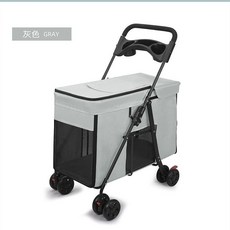 大型犬寵物中型推車可折疊貓咪外出遛狗狗狗小型便攜輕便手推車, 銀灰色（中大型犬專用）一鍵折疊, 1個