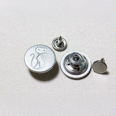 [단추똥꼬] 청바지단추 청자켓 흔들이 단추 5세트 17mm, 1개, (26번)18mm캐 고양이 니켈무광 5세트