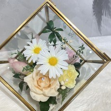 永生花玻璃花盒 鑽石玫瑰居家擺飾, 橘黃