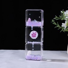 創意可愛液體沙漏 桌面擺件 解壓小物, SY161三方滴 奶紫色-漂浮物隨機