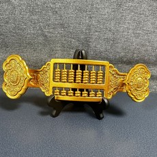 黃銅算盤 實心擺件 如意造型 辦公室裝飾 家居工藝品 創意禮品 復古風格+【黃銅】如意算盤+支架