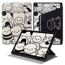 DUNNO 360도 회전 가능 패턴 디자인 아크릴 삼성 탭 케이스, 1개, 4-동물 컬렉션 1개, 4-동물 컬렉션