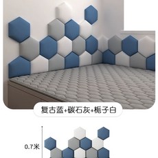 벽면 쿠션 벽가드 충격방지 가구 육각형 퍼즐 벽매트 모서리, E. 파란색 회색 1.2m x 0.7m