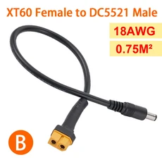 DC 5.5 2.1 XT60 암 수 플러그T 어댑터 커넥터(18AWG 실리콘 와이어 줄 포함), 02 B