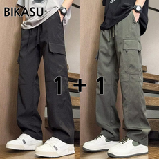 BIKASU 1+1 남성 미국식 빅사이즈 카고바지 데일리 오버핏 카고팬츠 캐주얼 조거팬츠
