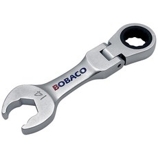 BOBACO 短版單向搖頭棘輪扳手 8mm-19mm 台灣製造 72齒 開口快轉迷你扳手, 1支