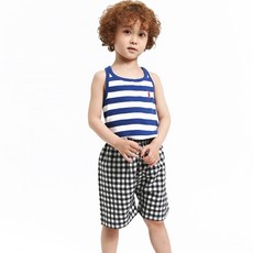 캐리루시 무형광 아동 선염 체크 반바지 잠옷 바지 5부 8부 9부 세탁해도 물이 빠지지 않아요